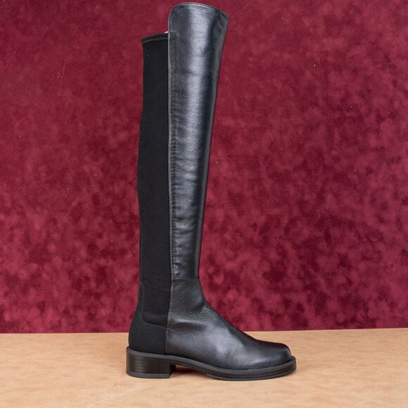 Stuart Weitzman Women 5050 Boot Black Leather Nappa Collection OTk Boots sz 6.5 - Picture 3 of 10
